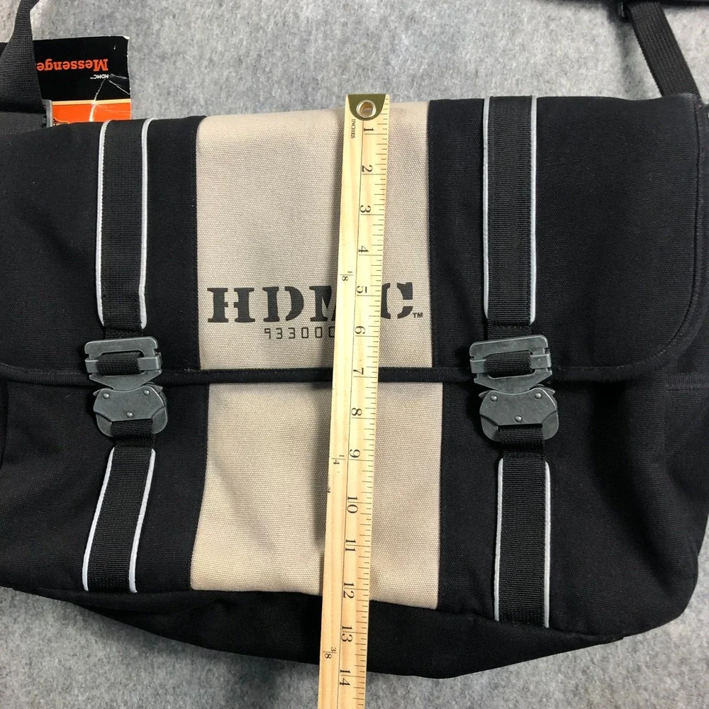 Harley Davidson HDMC Messenger Laptop Bag Black Tan Motorcycle Satchel